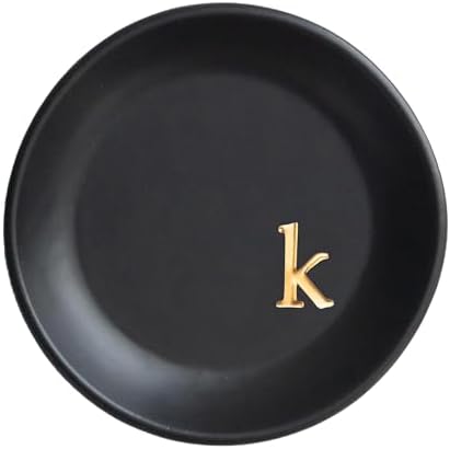 COLLECTIVE HOME - Ceramic Jewelry Tray, Decorative Trinket Dish for Rings Earrings Necklaces Bracelet Watch Keys, Birthday Mother's Day Christmas Gift for Women, 4.75", Black Surface (k) by COLLECTIVEHOME