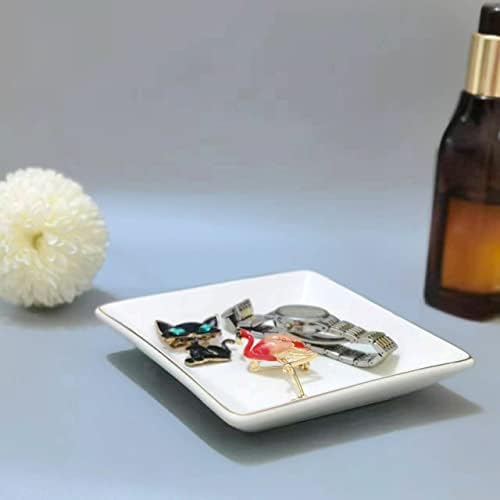 HANKOR Ceramic Jewelry Dish Tray, Decorative Trinket Tray Holder for Ring Earring Key, Gift for Women Girls, 4.7inch, White - Image 4