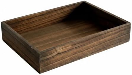 kowaku Rectangular Tray Wooden Serving Tray Table Organizer Aged Wood Look with Sides Minimalist Form Suitable for Cups Snacks Coasters Coffee Table Sideboard Lounge, Dark Brown Single Tray by kowaku