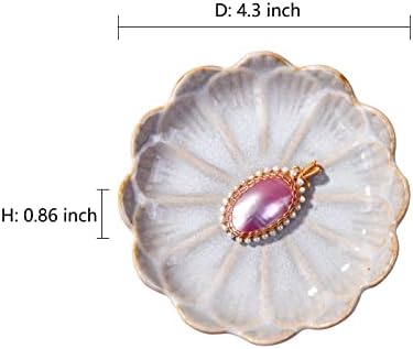 Porcelain Jewelry Tray Set of 2, 4.3'' Lotus Shaped Small Trinket Dishes - Image 2