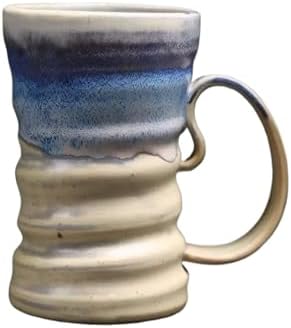 17oz Large Unique Cool Tall Handmade Ceramic Coffee Mug with Comfortable Big handle, Big Pottery Tea Mug, Artisanal Stoneware Coffee cup, Rustic Lead-free Tea Cups, Microwave safe Coffee Cup by Unknown