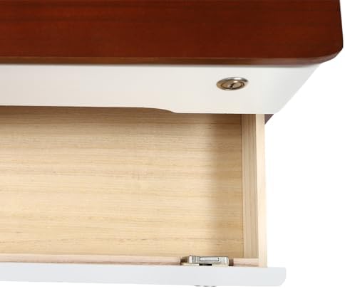 2-Tier Desktop Storage Box with Lockable Drawer, Wooden Desk Organizer for Office Supplies, Flat File Cabinet, Minimalist Design for Home & Office Use(Walnut+White) - Image 6