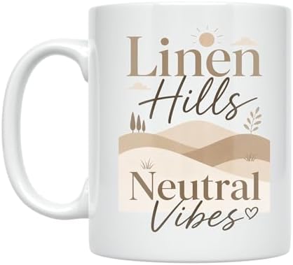 Minimalist Coffee Mug - Linen Hills Neutral Vibes - 11 oz White Ceramic - Neutralcore Aesthetic by Unknown
