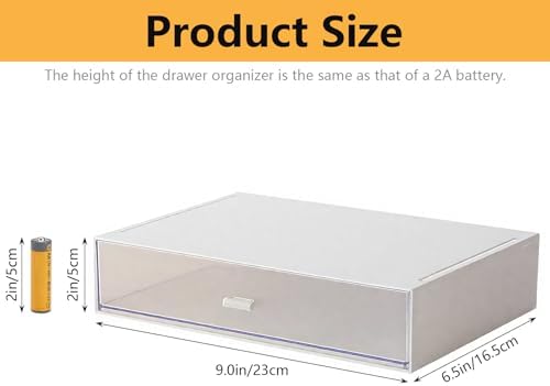 Desk Organizer with Drawers Stackable Storage Drawers, Plastic Compact Desk Storage Box Great for Office School Home Small Space- 1drawers (White) - Image 3