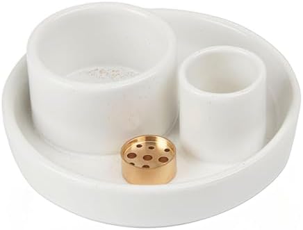 4 in 1 Incense Holder, Ceramic Incense Stick and Palo Santo Holder,Sage Holder for Burning- 4.25" Ceramic Ash Catcher Tray for Meditation and Yoga Room (White) - Image 2