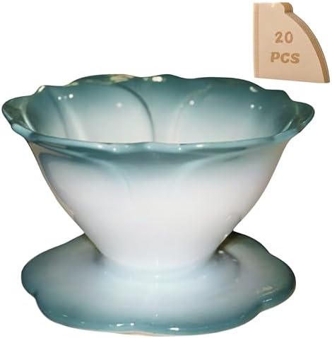 Ceramic Pour Over Coffee Dripper Flower Shape V60-01 (Jade) by Unknown