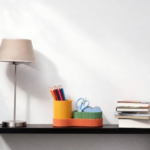 Junkin 3 Pcs Aesthetic Desk Accessories Set Plastic Pencil Holder - Image 3
