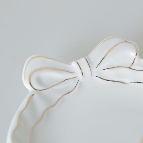 COLLECTIVE HOME Ceramic Jewelry Tray, Monogram Trinket Dish with Bow (S) - Image 7