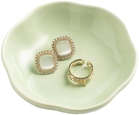 BEUNAIZER Ceramic Ring Dish, 4.3 in Flower Jewelry Tray with Raised Sides by BEUNAIZER