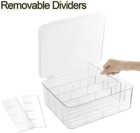 ZEXALOR Socks Underwear Drawer Organzier Dividers, 16 Compartment Removable Divided Plastic Storage Bin with Lid, Storage Organizer for Scarves Ties Bras, Clear Dresser Drawer Organizers - Image 4
