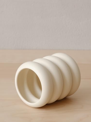WENSHUO Ceramic Pen Holder, Pencil Holder, Cute Makeup Brush Holder, Crème - Image 4