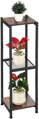 Dipion 3 Tier Pedestal Stand,40 Inch Tall Plant Stand Indoor,Rustic Brown by CozyTimes