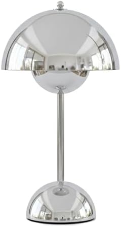 Lucido NordGlow Table Lamp - Cordless Rechargeable Mushroom Dome Lamp, Dimmable Touch LED with Warm Ambient Glow, Modern Mid-Century Accent Light for Bedroom, Desk, Bar & Nightstand (Chrome) by Unknown