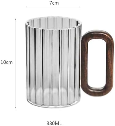 Glass Mugs with Wooden Handle, 11OZ Clear Borosilicate Drinking for Tea, Coffee, Milk and Juice Versatile - Image 2