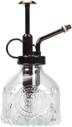TOMEX Glass Plant Mister Spray Bottle 200ML Vintage Style Plant Spritzer Small Sprayer Mister Succulent Watering Bottle with Top Pump Watering Can for Indoor Outdoor House Plants,Flowers (Clear) by TOMEX