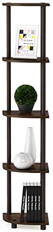 Furinno TURN-N-TUBE Corner Shelf, 5-Tier Corner Bookshelf, Open Storage Shelves, for Organization and Storage, Living Room, Home Office, Garage, Bedroom, Walnut - Image 4