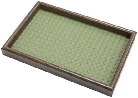 Wooden Valet Tray with Leather Base, Green by Unknown