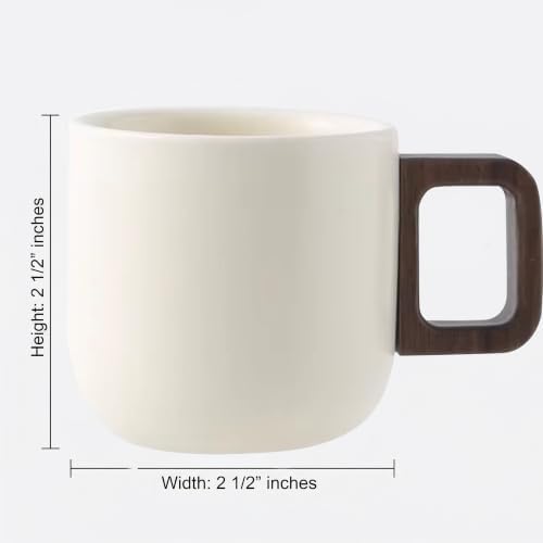 Artizan Handcrafted Ceramic Espresso Cup with Wooden Handle – 150 ml Small Espresso Cup, Elegant Porcelain Cream Coffee Cup – Pack of 2 - Image 7
