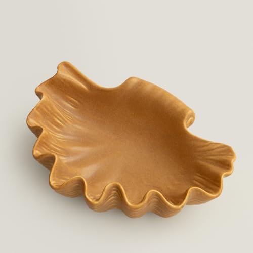 WENSHUO Shell Jewelry Dish, Ceramic Trinket Tray for Rings and Keys,Brown by WENSHUO