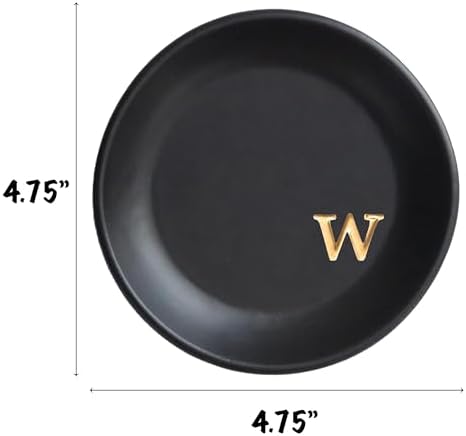 COLLECTIVE HOME - Ceramic Jewelry Tray, Decorative Trinket Dish for Rings Earrings Necklaces Bracelet Watch Keys, Birthday Mother's Day Christmas Gift for Women, 4.75", Black Surface (w) - Image 2