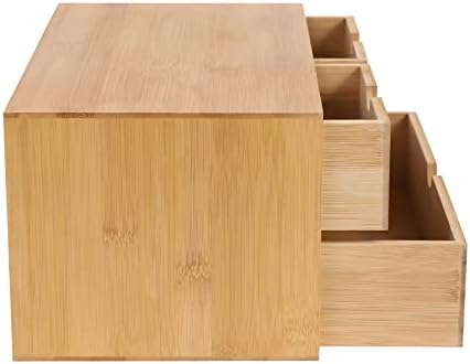 Bamboo Desk Organizer, Wood Desktop Storage Box for Office Supplies, Cosmetics, Stationery, No Assembly Desktop Organizers and Accessories for Home, Office, Study Table (3 Drawers-B) - Image 6