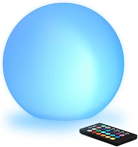 Mr.Go 8-inch Ultra-Fun LED Glowing Ball Light w/Remote, RGB Color Changing Globe Mood Lamp, 16 Colors 8 Brightness 4 Lighting Modes, Waterproof, Rechargeable & AC Adapter Power, Stunning Light Orb by MRGO