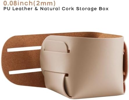 HOMIEAZICOZI 2-Pack Cork Leather Desk Accessories Storage - Pencil Pen Holder - Makeup Brush Holder Organizer - Stylish Addition to Home Decor (Apricot) - Image 2