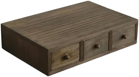 Wood Desk Box with Multiple Compartments Practical Wooden Desktop Organiser for Bookshelf or Countertop Display Wooden Desktop Planner - Image 3