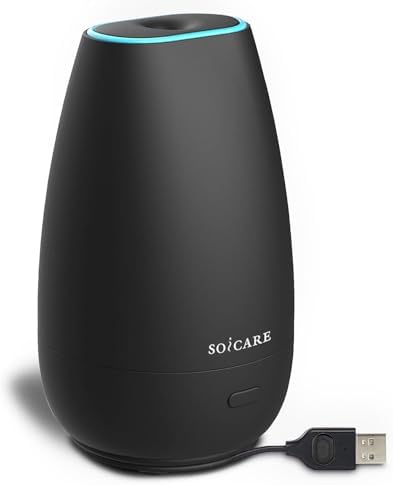 Car Diffuser for Essential Oils, Small Portable Car Essential Oil Diffuser with Built-in USB Cable, Mini Aromatherapy Air Scent Humidifier Diffuser for Travel/Office/Home (Elegant Black) by Inspiration+of+The+Nature