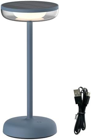 Cocktail Style Solar Table Lamp, USB-C, Dimmable, Blue, 1pk by VerLuce