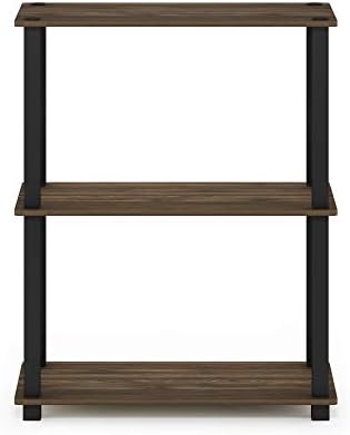 Furinno TURN-S-TUBE Storage Shelves, 3-Tier Book Shelf, Corner Shelf, Toolless Open Shelves, for Organization and Storage, Living Room, Garage, Home Office, Columbia Walnut - Image 5