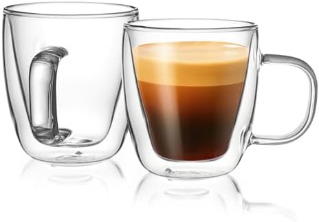 Sweese 5oz Double Wall Glass Espresso Cups Set of 2, Espresso Shot Cups Perfect for Cappuccino, Latte, Tea by Sweese