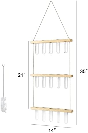 Mkono Plant Propagation Station, 3 Tier Beige Wall Hanging Vase Test Tubes - Image 6