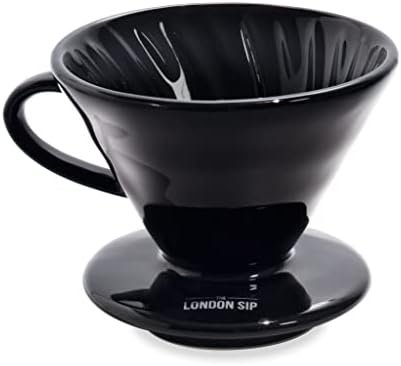 The London Sip Ceramic Coffee Dripper Pour Over Ceramic Coffee Maker, Coffee Slow Brewing Accessories for Home, 1-2 Cup, Black by TheLondonSip