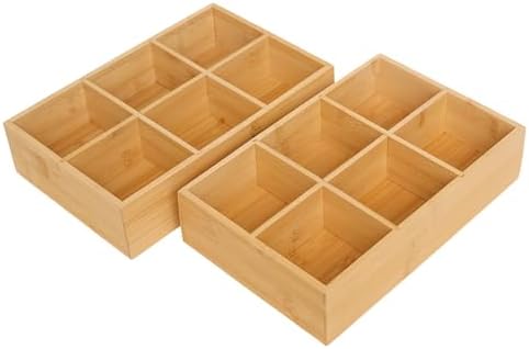 2 Pack Bamboo Desk Organizer with Adjustable Dividers by Ninebendstreams