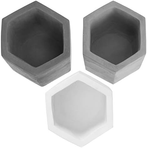 MyGift Cement Hexagon Pen Holders, Desktop Pencil Cups, Set of 3 - Image 7