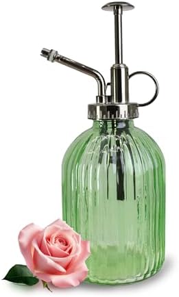 Glass Plant Mister Spray Bottle, 320ML Vintage Plant Spritzer with Top Pump Watering Can for Indoor Outdoor House Plants, Flowers (Green) by VKSG