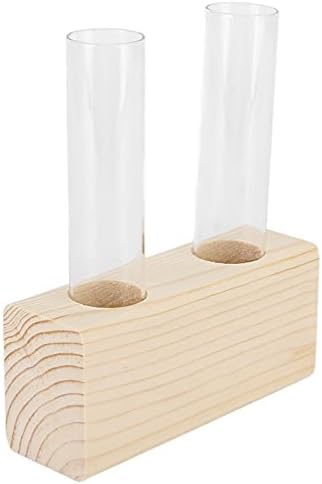 Eujgoov Propagation Vase Double Tube, Wood Stand Glass Planter - Image 5