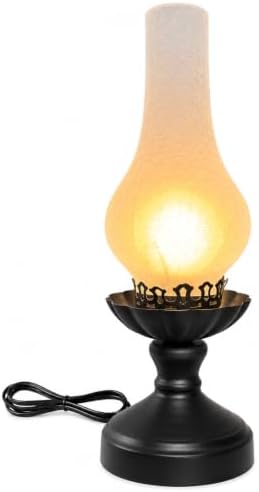 Vintage Table Lamp with Crackle Milk-White Glass Shade by LEDIKON