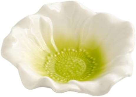 Ceramic Flower Ring Holder Dish with Gradient Center 4.5 Inch White Porcelain Jewelry Tray, Modern Minimalist Trinket Holder for Vanity, Dresser, Bedroom, Gift for Her (green) by werdecade