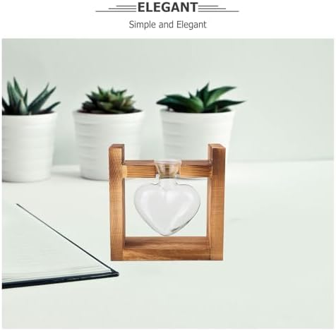 Heart Wooden Hydroponic Vase Stand for Desktop Flower Arrangements - Image 3