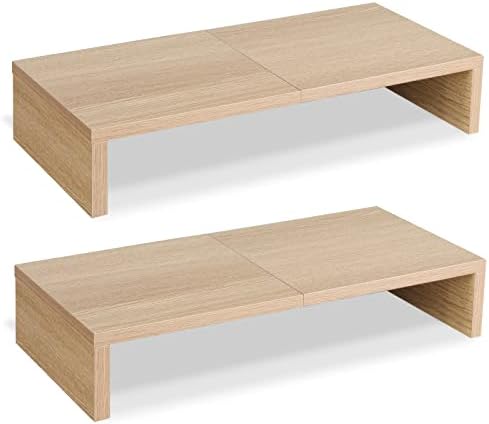 TEAMIX 2-Pack Monitor Stand Riser 20 inch, Wood Desk Computer Shelf, Maple by TEAMIX