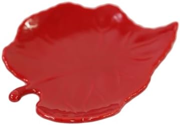 Ceramic Ring Dish, Jewelry Dish Holder, Leaf Trinket Tray Plate for Jewelry Earrings Rings Necklaces Keys, Aesthetic Room Décor for Mom Friend Sister Gift-Red C by SYNWISH