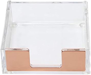 MultiBey Rose Gold Sticky Note Holder Clear Acrylic Memo Pad Dispenser by MultiBey