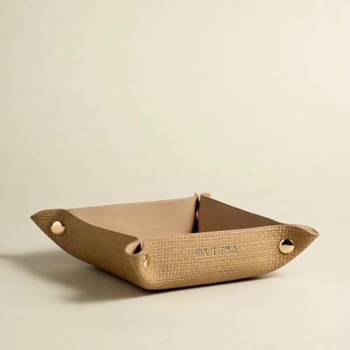 OLETHA Foldable Valet Tray, Travel Essentials, Raffia Embossed, Wheat by OLETHAD%C3%A9cor