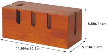 Wood Cable Management Organizer Box for Desk, Brown Cord Holder - Image 2