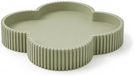 Ceramic-Look Clover Decorative Tray, Vanity Tray for Perfume, Jewelry, Candles and Bathroom Countertop, Modern Ribbed Catchall Tray for Coffee Table Décor by Unknown