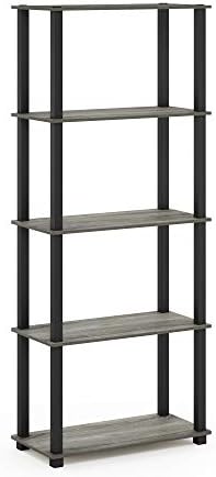 Furinno TURN-S-TUBE Book Shelf, 5-Tier Toolless Storage Shelves with Square Tubes, Shelving Unit for Organization and Storage for Living Room, Home Office, French Oak - Image 6
