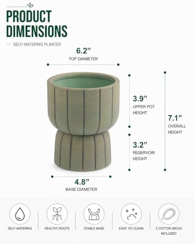 Self Watering Pots for Indoor Plants, 6 Inch Ceramic African Violet Pot - Image 2