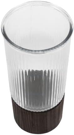 Wood Stand Striped Glass Vase for Single Stem Flowers by Mipcase